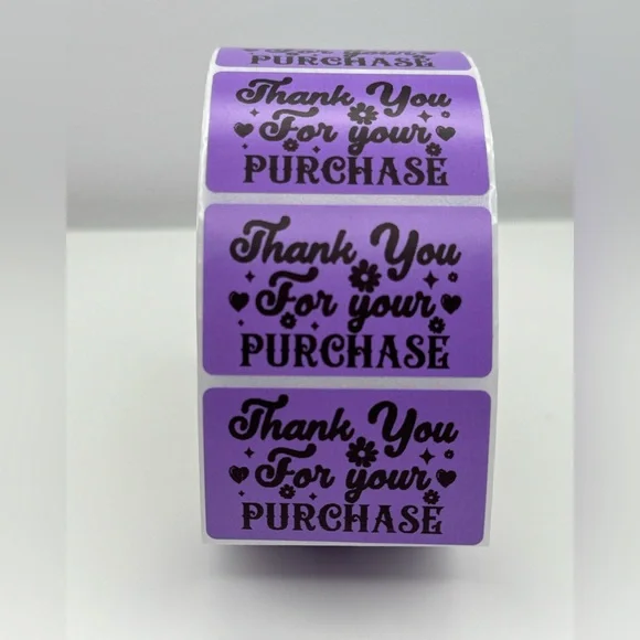 Thank you for your purchase purple sticker | Shipping supplies labels NeW - Picture 6 of 8
